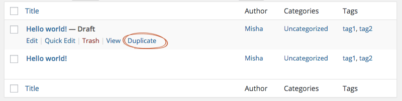 Duplicate Post Link